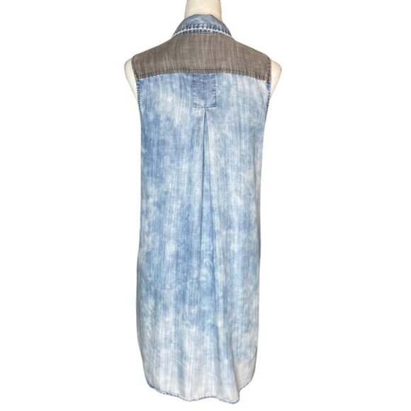 True Religion Womens Sleeveless Bleached Denim Chambray Georgia Dress Blue XS - Picture 4 of 9